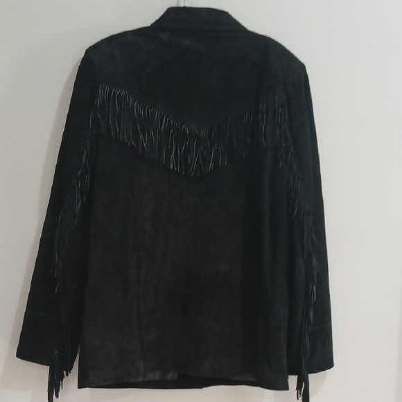 Black Suede Jacket with Fringe by [Brand] - Picture 3 of 16